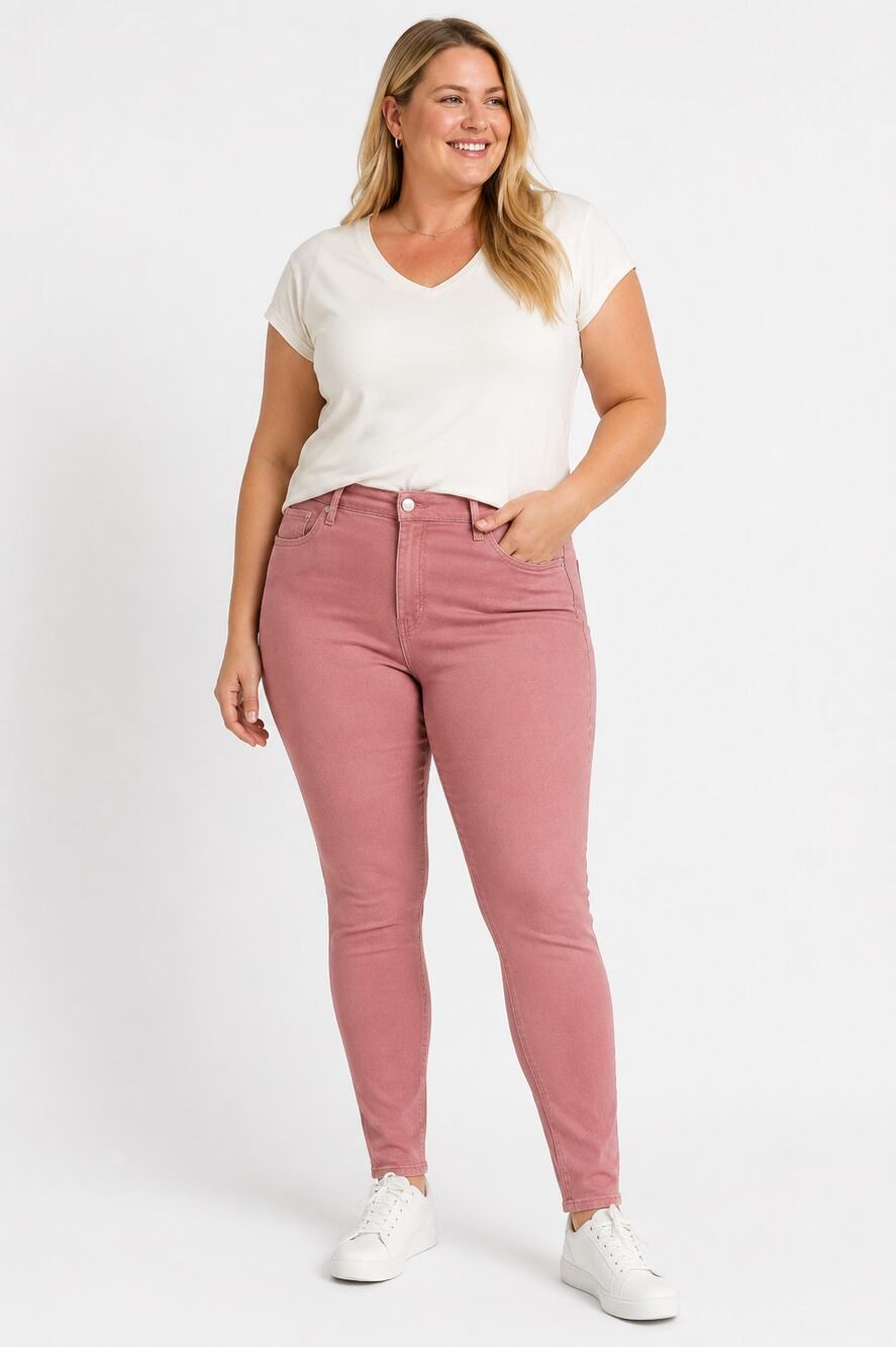 Seven7 High Rise Skinny Jeans Mauve Pink Ultra Stretch Size 16 NWT